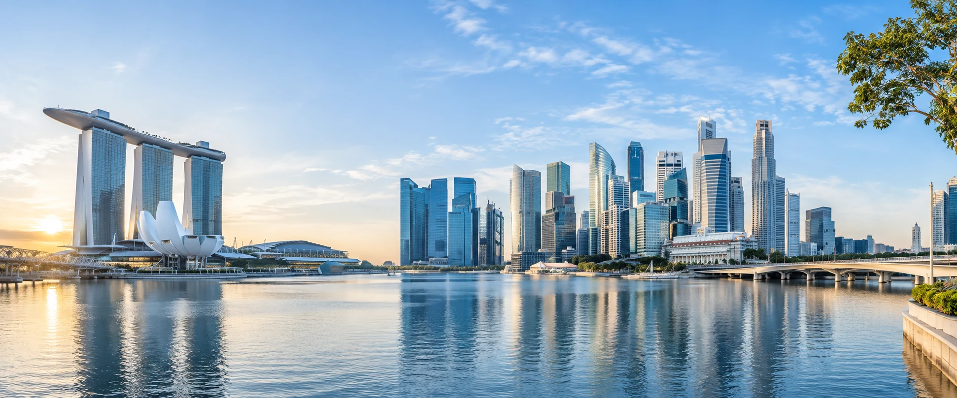 A panoramic view across Singapore’s contemporary waterfront and business district